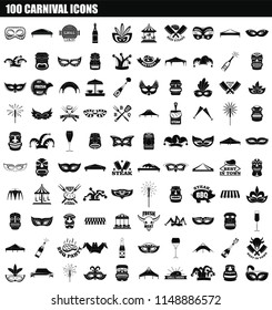 100 carnival icon set. Simple set of 100 carnival vector icons for web design isolated on white background