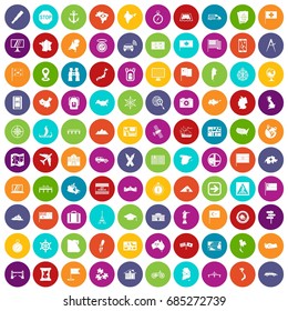 100 cartography icons set color