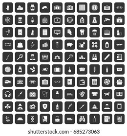 100 case icons set black