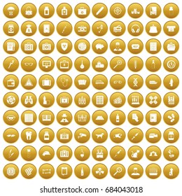 100 case icons set gold