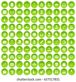 100 case icons set green circle isolated on white background vector illustration