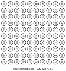 100 case icons set. Outline illustration of 100 case icons vector set isolated on white background
