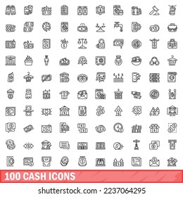 100 iconos de caja. Ilustración de esquema de 100 iconos de caja conjunto de vectores aislados en fondo blanco