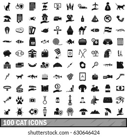 100 cat icons set in simple style for any design vector illustration