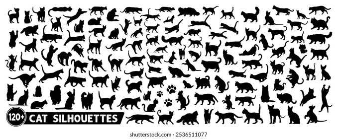 100+ cat silhouette bundle set