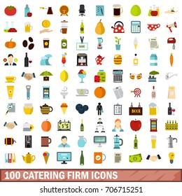 100 catering firm icons set in flat style for any design vector illustration
