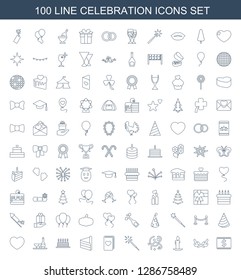 100 celebration icons set 