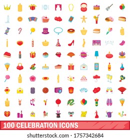 100 celebration icons set in cartoon style for any design vector illustration