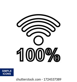100% cellular signal strength indicator. Wi-fi, wireless connection, antenna signal strength, isolated vector illustration against a white background.
