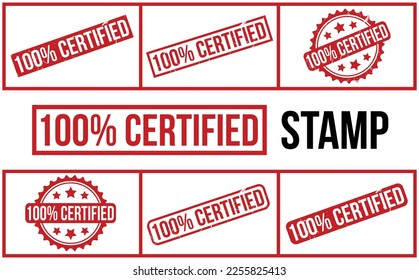 100% Certified Rubber Stamp Set Vector