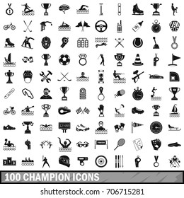 100 champion icons set in simple style for any design vector illustration