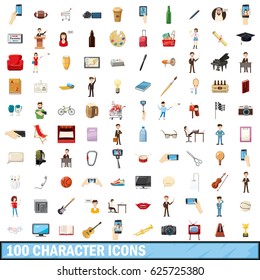 100 character icons set in cartoon style for any design vector illustration