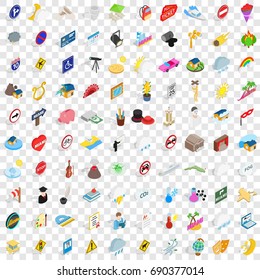 100 character icons set in isometric 3d style for any design vector illustration