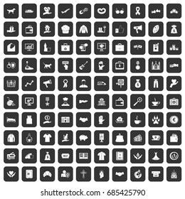 100 charity icons set in black color isolated vector illustration