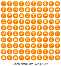 100 charity icons set orange