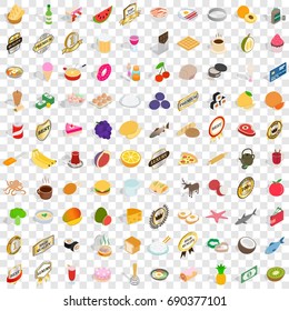 100 chef icons set in isometric 3d style for any design vector illustration