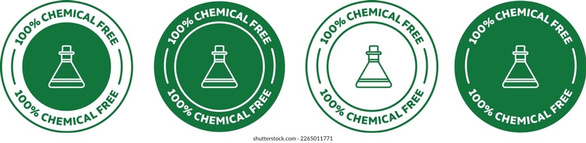 100% Chemical free icon. green outline vector illustration.