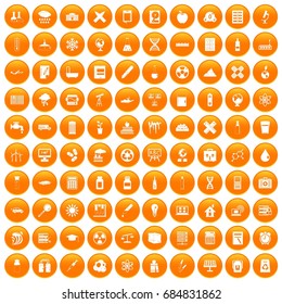 100 chemistry icons set orange