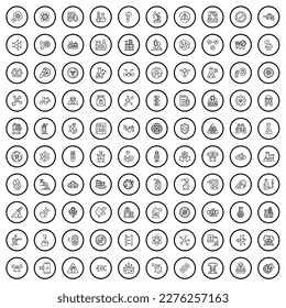 100 chemistry icons set. Outline illustration of 100 chemistry icons vector set isolated on white background