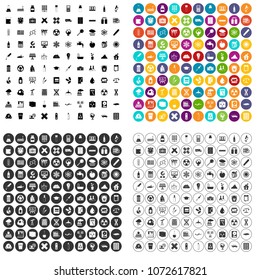 100 chemistry icons set vector in 4 variant for any web design isolated on white