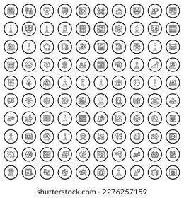 100 chess icons set. Outline illustration of 100 chess icons vector set isolated on white background