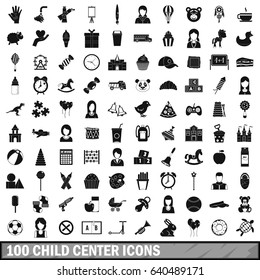 100 child center icons set in simple style for any design vector illustration