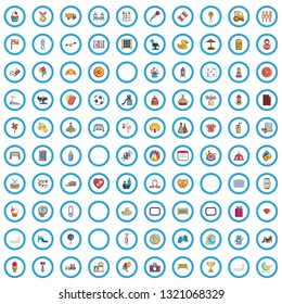100 childhood icons set. Cartoon illustration of 100 childhood vector icons isolated on white background