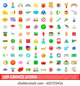 100 choice icons set in cartoon style for any design vector illustration