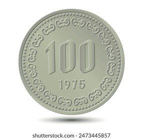 100 chon coin, North Korea. Vector.