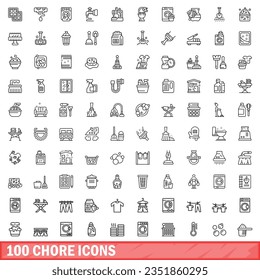 100 chore icons set. Outline illustration of 100 chore icons vector set isolated on white background