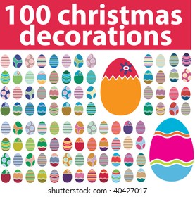 100 christmas decorations. vector