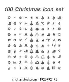 100 Christmas icon set vector