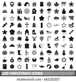 100 christmas icons set in simple style for any design vector illustration