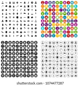 100 church icons set vector in 4 variant for any web design isolated on white
