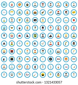 100 cinema actor icons set in flat style for any design vector illustration