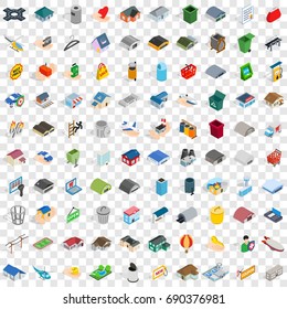 100 city element icons set in isometric 3d style for any design vector illustration