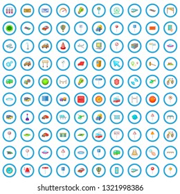 100 city icons set in cartoon style for any design vector illustration