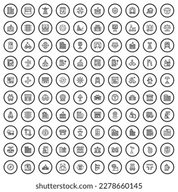 100 city icons set. Outline illustration of 100 city icons vector set isolated on white background