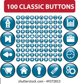 100 botones clásicos brillantes. vector