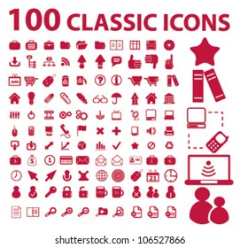 100 classic icons set, vector