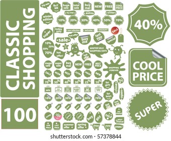 100 classic shopping stickers. vector
