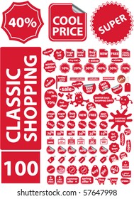 100 classic shopping stickers. vector