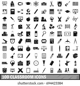 100 classroom icons set in simple style for any design vector illustration