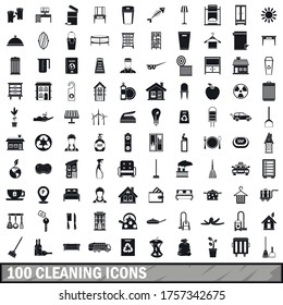 100 cleaning icons set in simple style for any design vector illustration