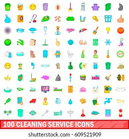 100 cleaning service icons set in cartoon style for any design vector illustration