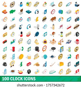 100 iconos de reloj ajustados en estilo 3d isométrico para cualquier ilustración vectorial de diseño