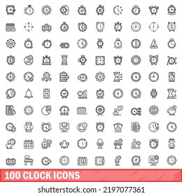 100 Uhr Icons gesetzt. Kontrast zur Illustration von 100-Uhr-Symbolen, Vektorset einzeln auf weißem Hintergrund