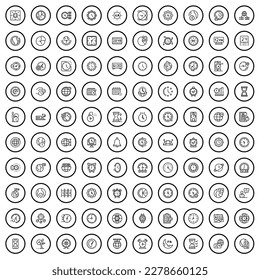 100 iconos de reloj. Ilustración de esquema de 100 iconos de reloj conjunto vectorial aislado en fondo blanco