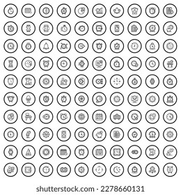 100 clock icons set. Outline illustration of 100 clock icons vector set isolated on white background