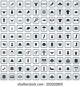 100 clothes icons set